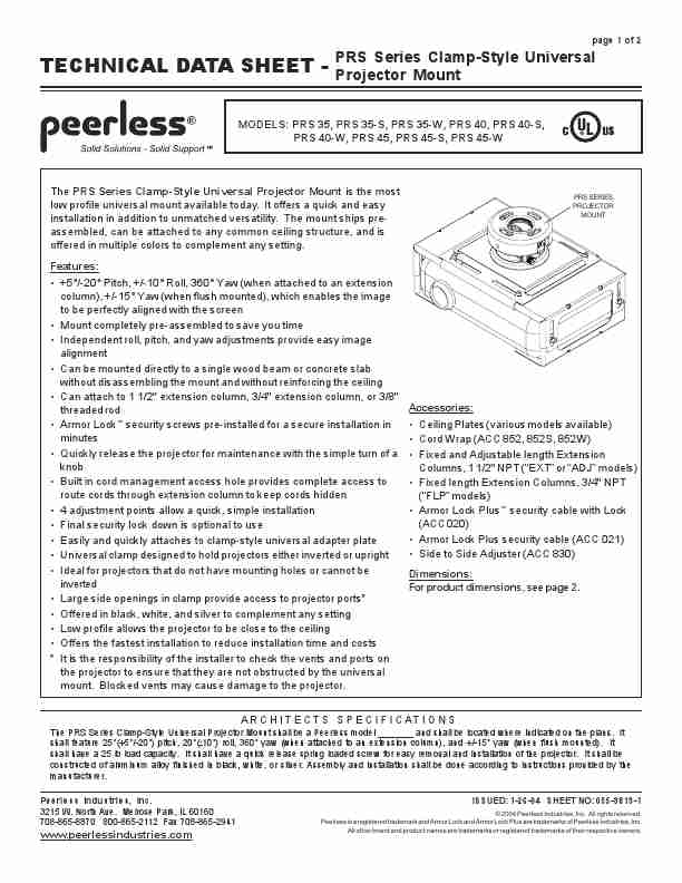 Peerless Industries Projector Accessories PRS 40-page_pdf